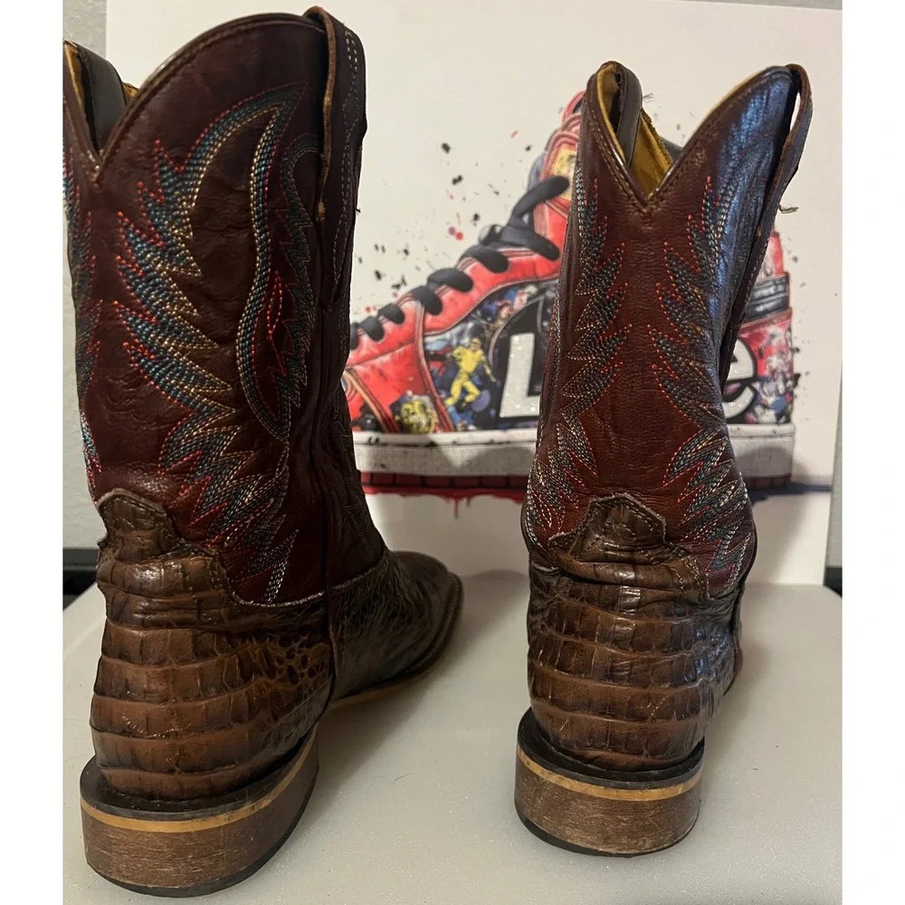 Cavender's Western Cowboy Boots Youth 6D Brown Caiman Print CV20149Y Excellent